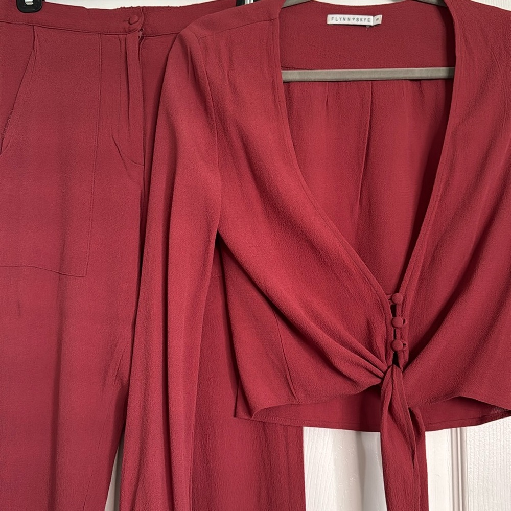 Dark maroon two set by Flynn Skye.